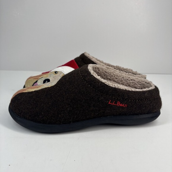 L.L.Bean Daybreak Scuff Women's 8M Black Wool Clog Slipper Dog Motif House Shoes - Picture 9 of 16